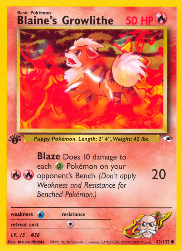 Blaine's Growlithe (62/132) [Gym Heroes 1st Edition] | Good Games Adelaide SA