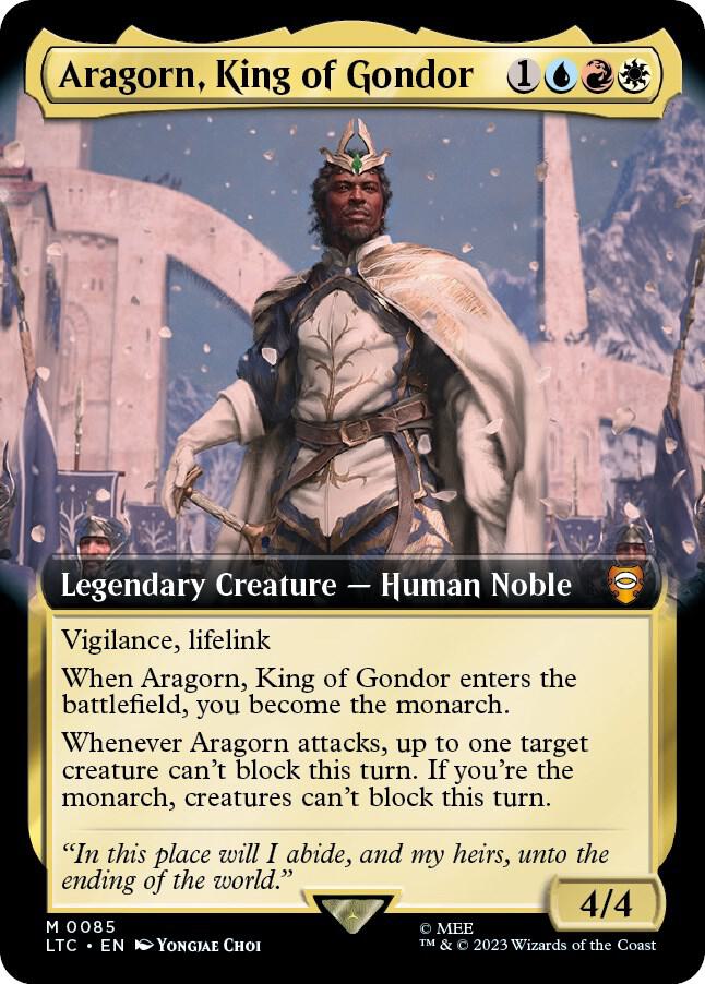 Aragorn, King of Gondor 85 (Commander: The Lord of the Rings: Tales of Middle-earth)  - Extended Art | Good Games Adelaide SA