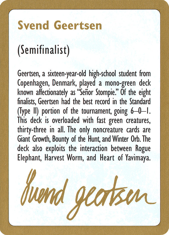 Svend Geertsen Bio  (World Championship Decks)  | Good Games Adelaide SA