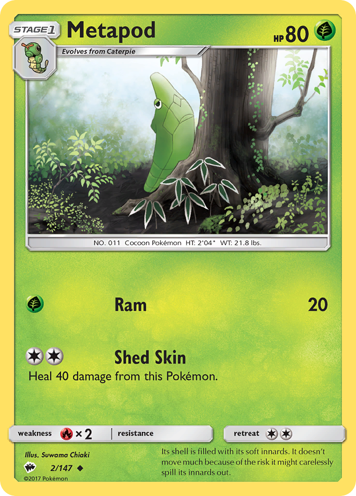Metapod (2/147) [Sun & Moon: Burning Shadows] | Good Games Adelaide SA