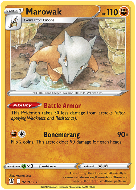 Marowak (070/163) [Sword & Shield: Battle Styles] | Good Games Adelaide SA