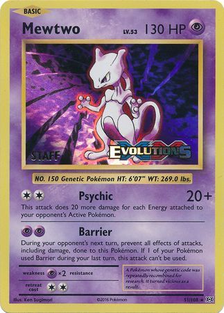 Mewtwo (51/108) (XY Evolutions Staff Prerelease) [XY: Black Star Promos] | Good Games Adelaide SA