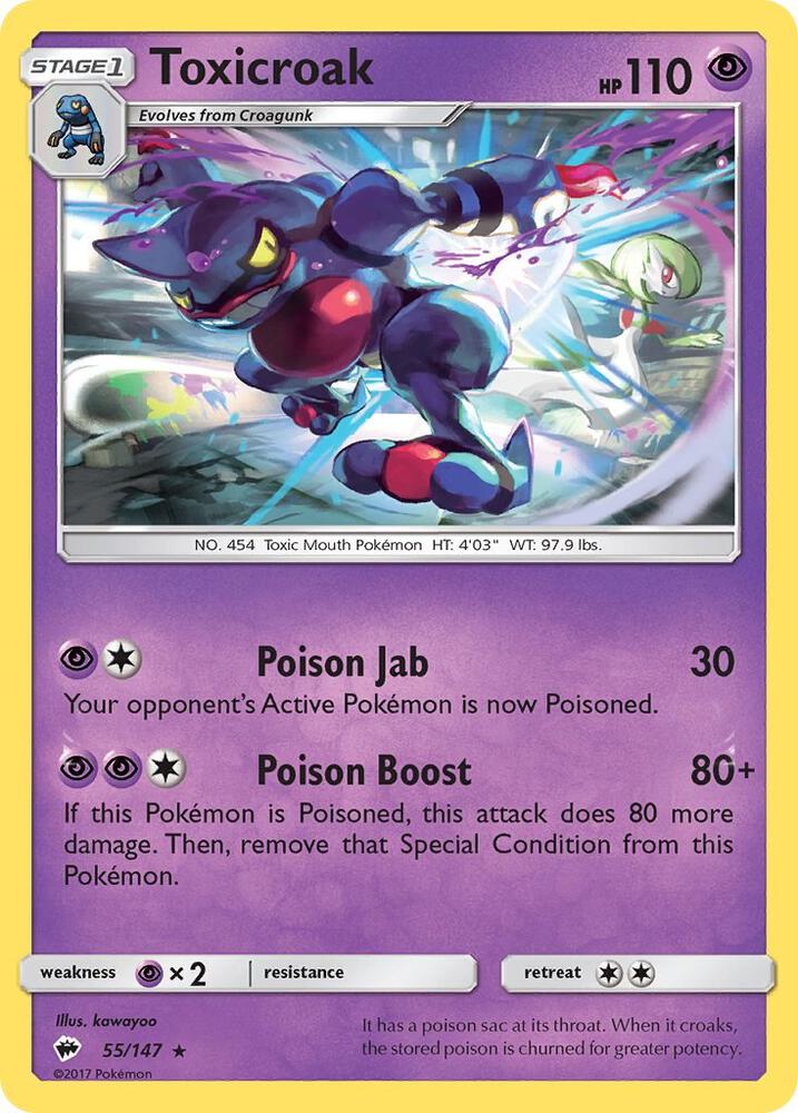 Toxicroak 55/147 (SM - Burning Shadows)  | Good Games Adelaide SA