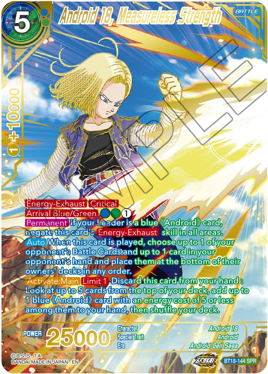 Android 18, Measureless Strength (SPR) (BT18-144) [Dawn of the Z-Legends] | Good Games Adelaide SA
