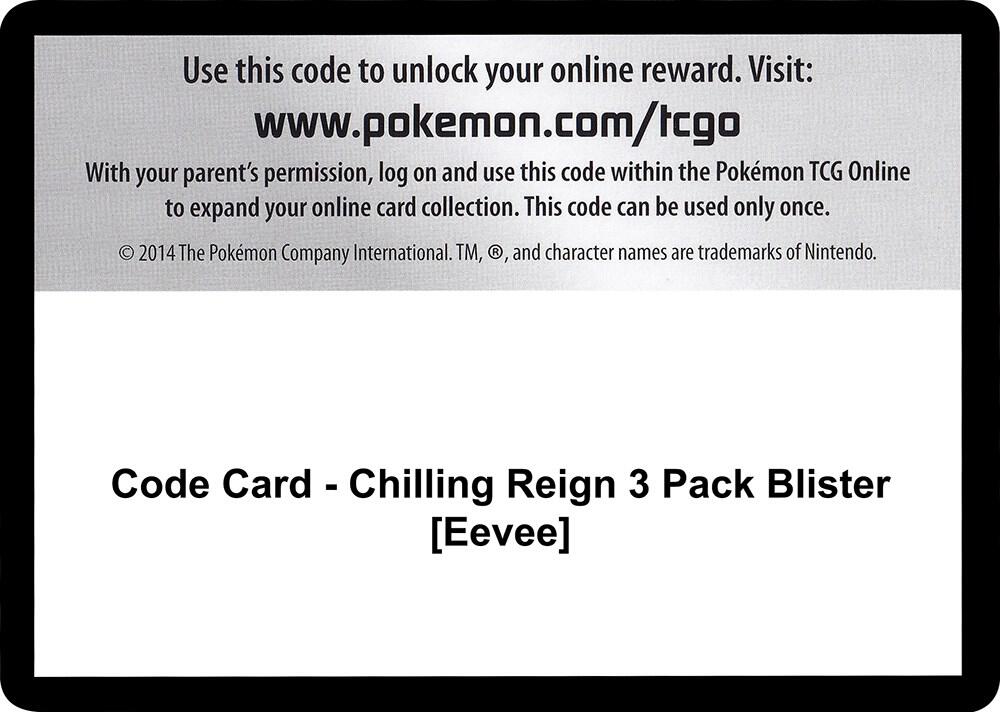 Code Card Chilling Reign 3 Pack Blister Eevee  (SWSH06: Chilling Reign)  | Good Games Adelaide SA