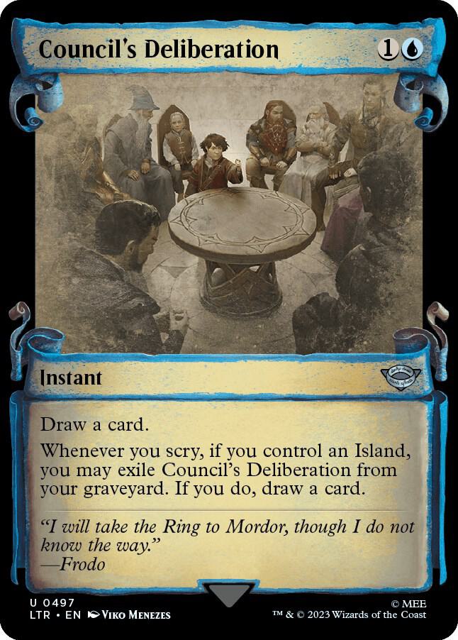 Council's Deliberation 497 (Universes Beyond: The Lord of the Rings: Tales of Middle-earth)  - Showcase Scroll Foil | Good Games Adelaide SA