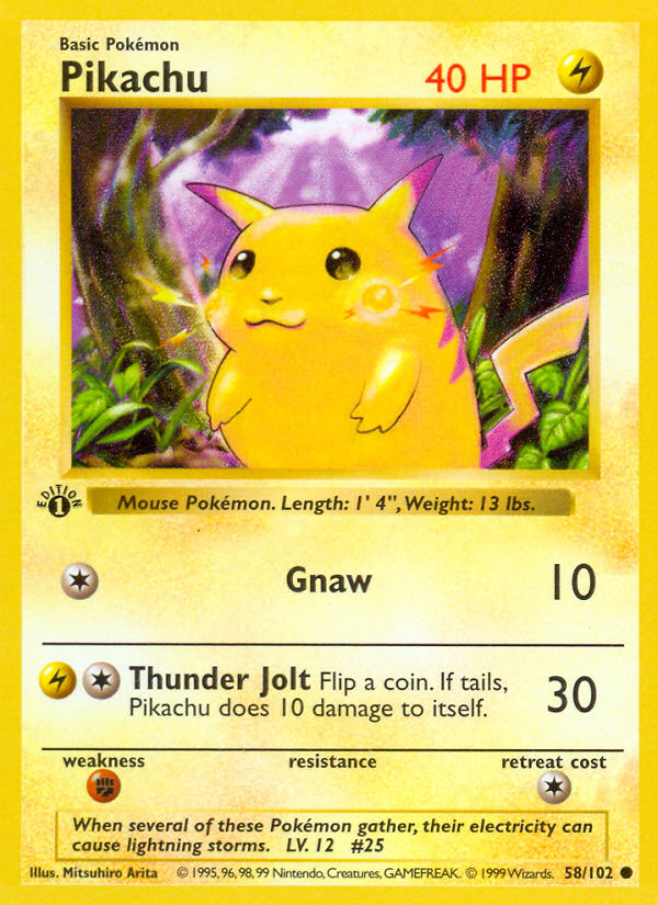Pikachu (58/102) (Shadowless) [Base Set 1st Edition] | Good Games Adelaide SA