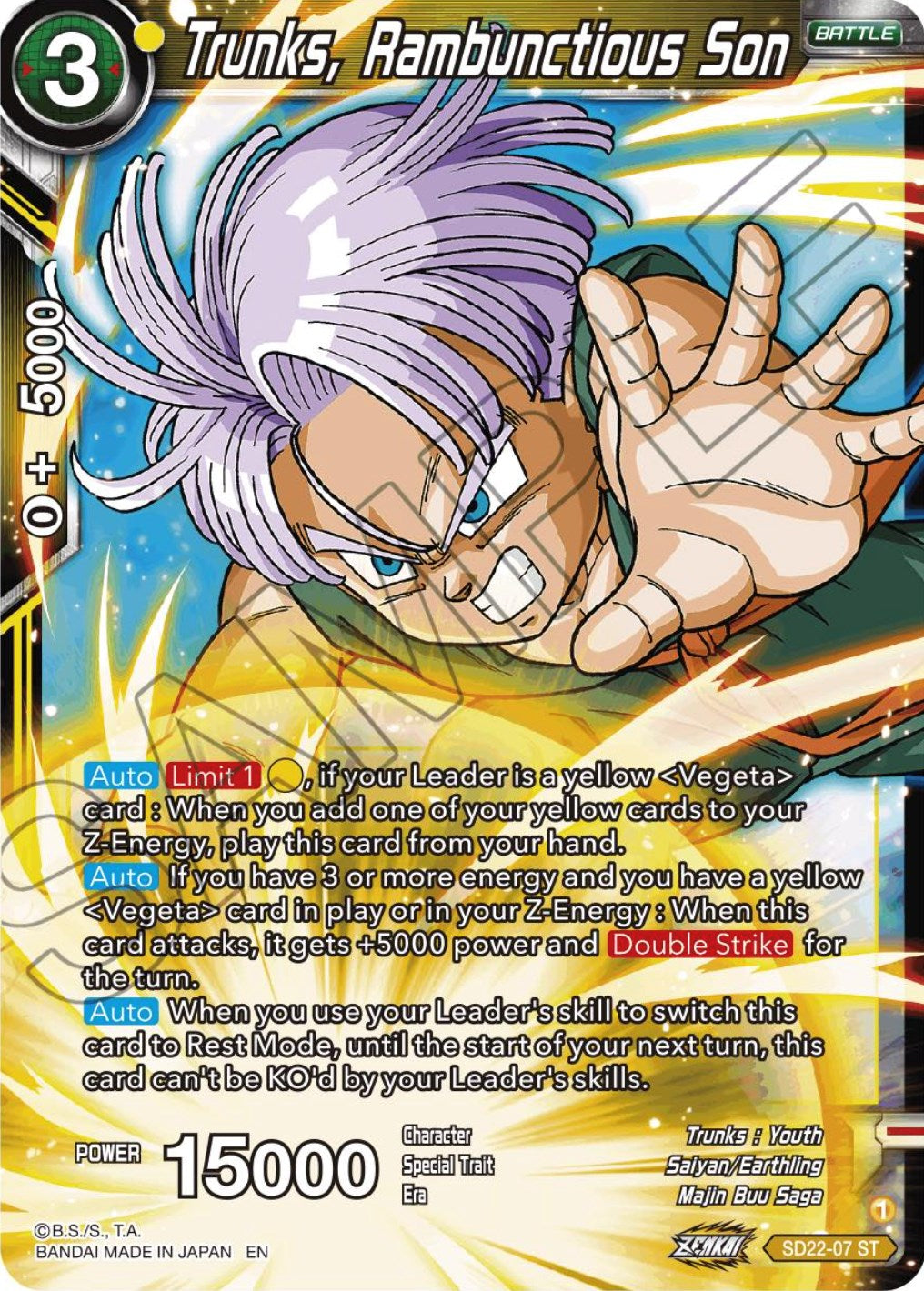 Trunks, Rambunctious Son (Starter Deck Exclusive) (SD22-07) [Power Absorbed] | Good Games Adelaide SA
