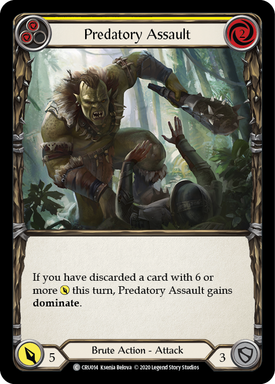 Predatory Assault (Yellow) [CRU014] 1st Edition Rainbow Foil | Good Games Adelaide SA