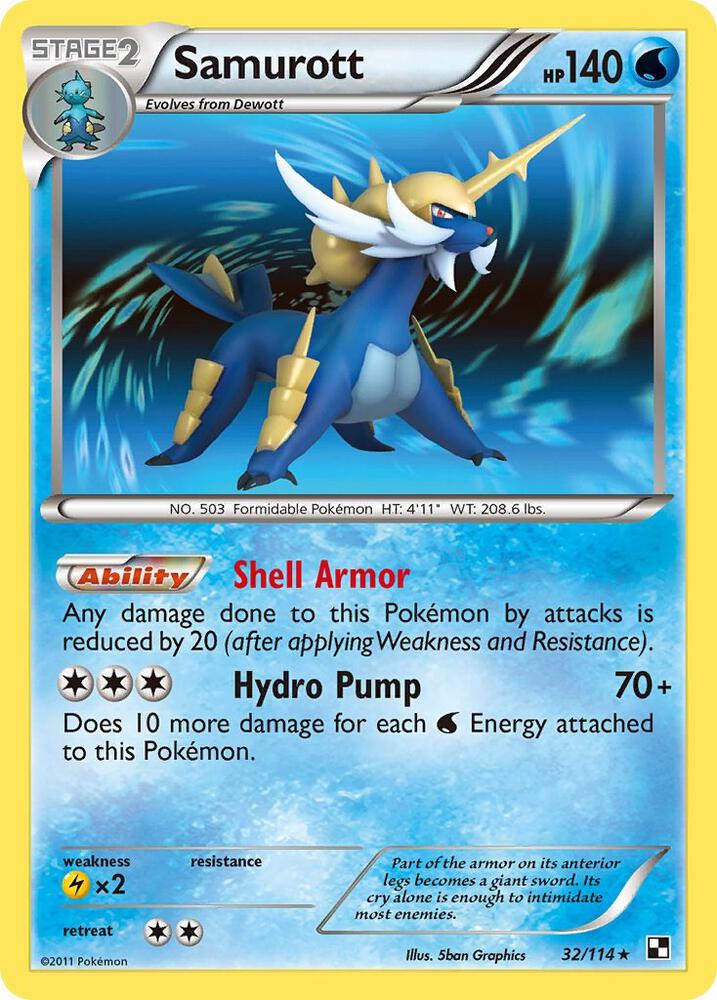 Samurott 32/114 (Black and White)  - Reverse Holofoil | Good Games Adelaide SA