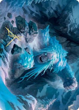 Icehide Troll Art Card Gold Stamped Signature 46 (Art Series: Kaldheim)  | Good Games Adelaide SA