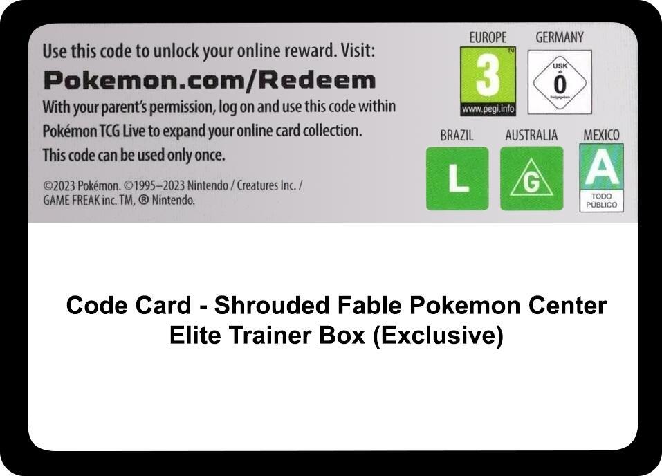 Code Card Shrouded Fable Pokemon Center Elite Trainer Box Exclusive  (SV: Shrouded Fable)  | Good Games Adelaide SA