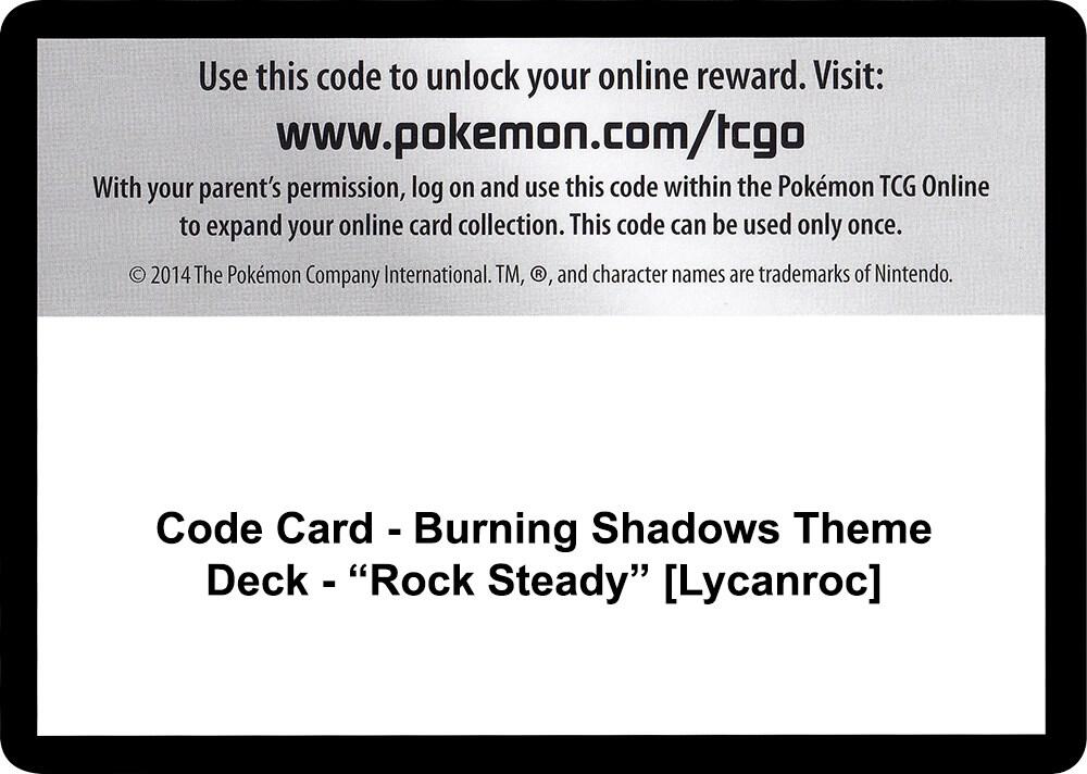 Code Card Burning Shadows Theme Deck Rock Steady Lycanroc  (SM - Burning Shadows)  | Good Games Adelaide SA