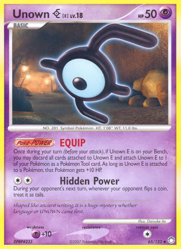 Unown E (65/123) [Diamond & Pearl: Mysterious Treasures] | Good Games Adelaide SA