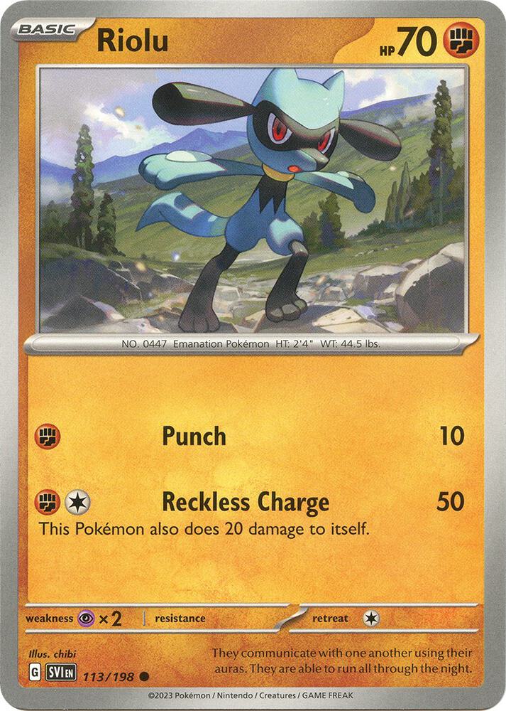 Riolu 113 198 113/198 (SV01: Scarlet & Violet Base Set)  | Good Games Adelaide SA