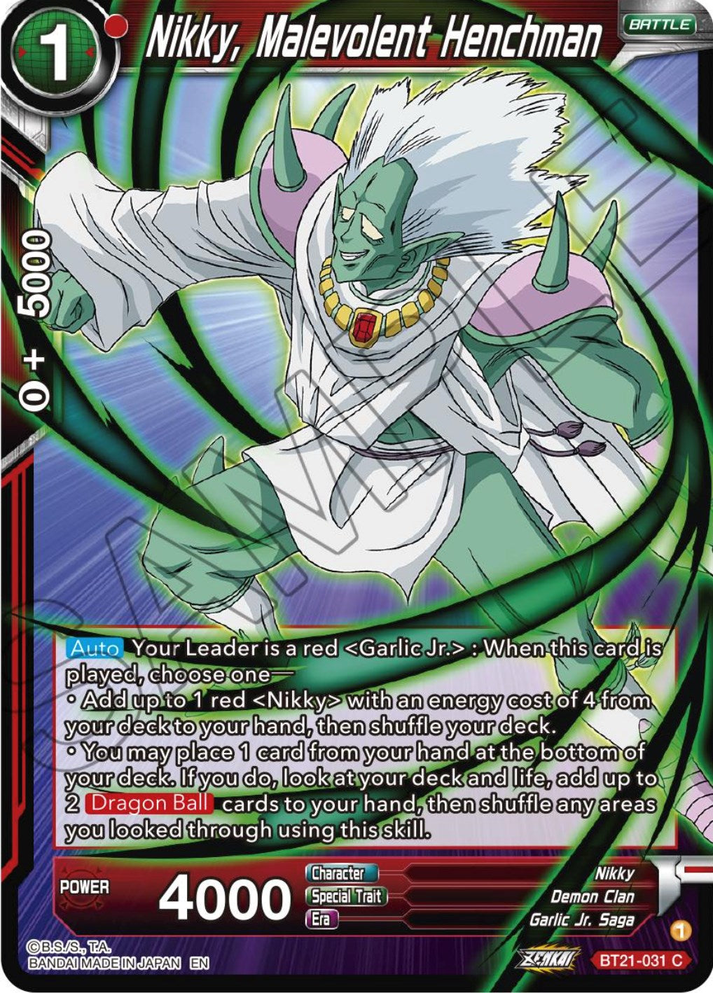 Nikky, Malevolent Henchman (BT21-031) [ZENKAI Series: Set 04] | Good Games Adelaide SA