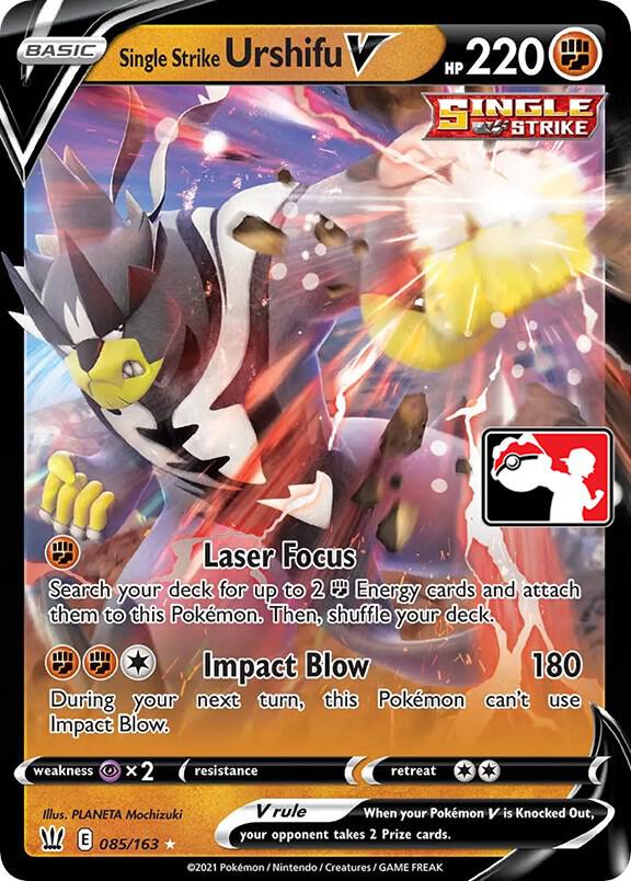 Single Strike Urshifu V Series 1/2 085/163 (Prize Pack Series Cards)  - Holofoil | Good Games Adelaide SA