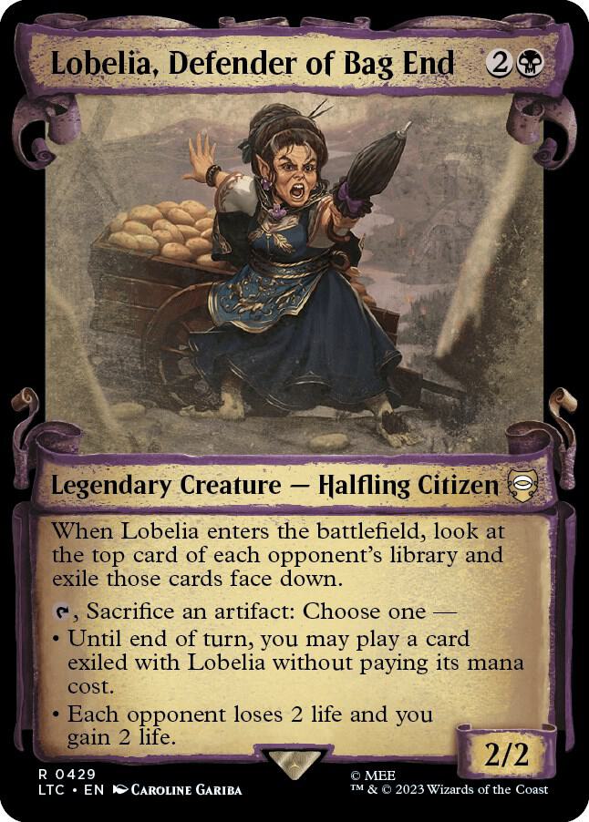 Lobelia, Defender of Bag End 429 (Commander: The Lord of the Rings: Tales of Middle-earth)  - Showcase Scroll Foil | Good Games Adelaide SA