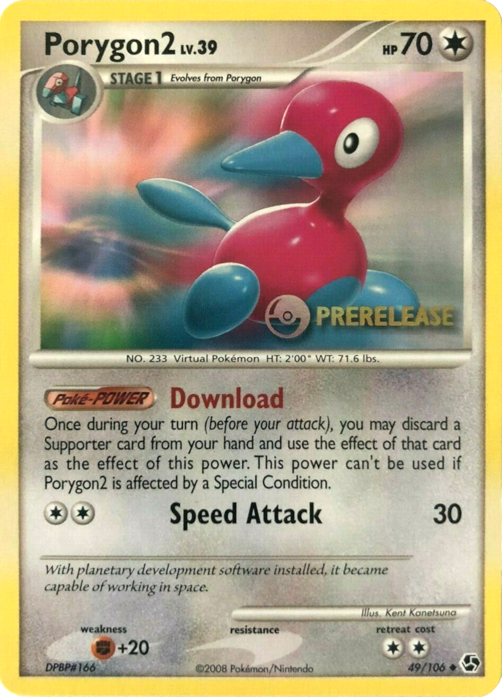 Porygon2 (49/106) (Prerelease Promo) [Diamond & Pearl: Black Star Promos] | Good Games Adelaide SA