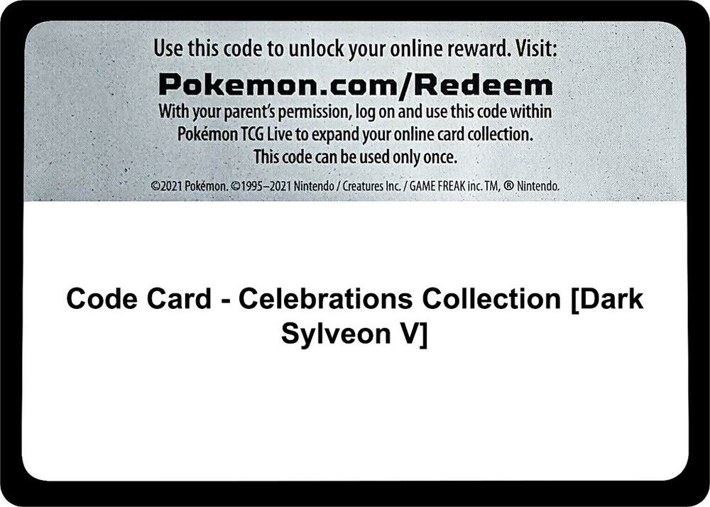 Code Card Celebrations Collection Dark Sylveon V  (Celebrations)  | Good Games Adelaide SA