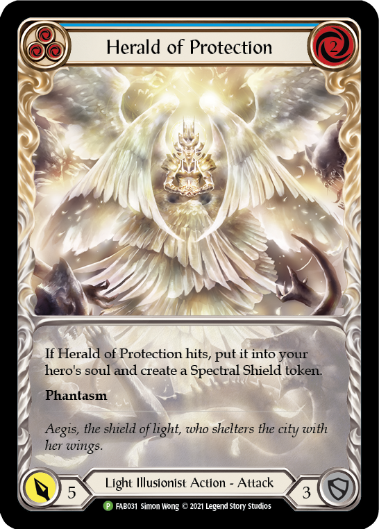 Herald of Protection (Blue Extended Art) [FAB031] (Promo)  Rainbow Foil | Good Games Adelaide SA
