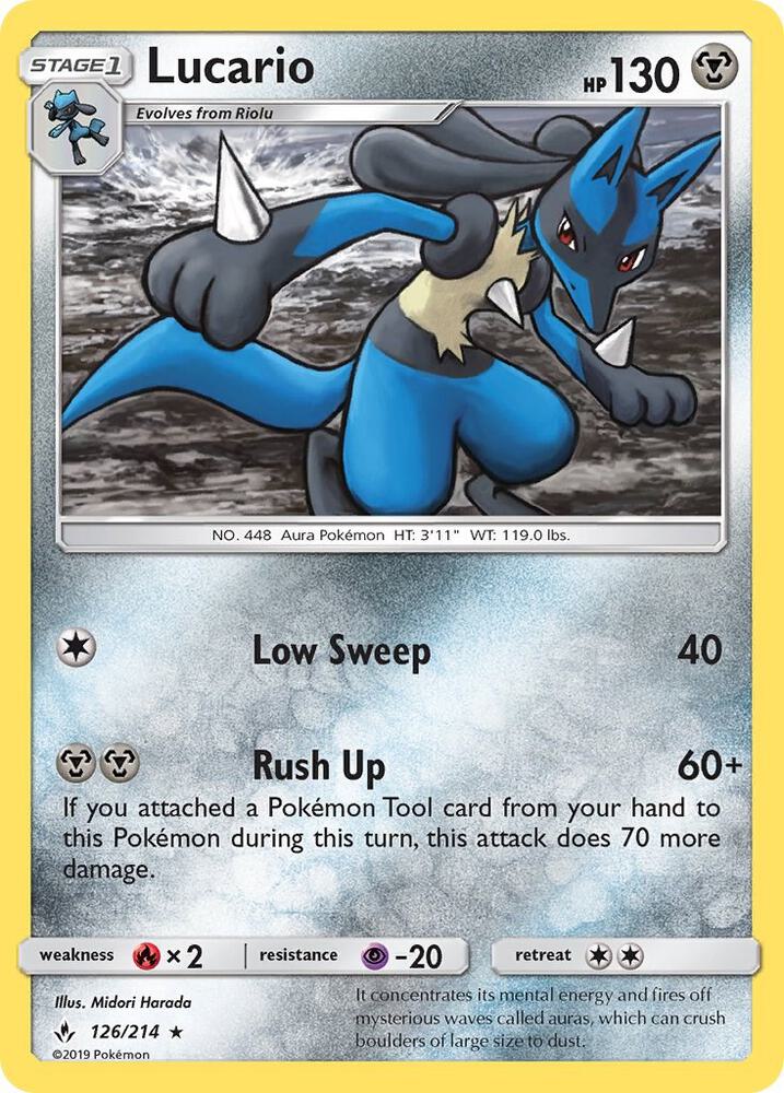 Lucario 126/214 (SM - Unbroken Bonds)  - Holofoil | Good Games Adelaide SA
