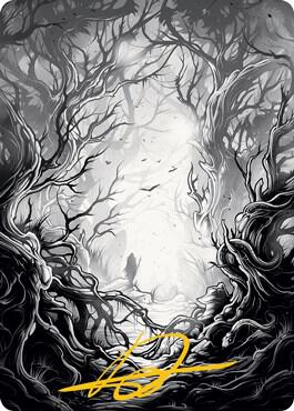 Forest Art Card 81 81 Gold Stamped Signature 81 (Art Series: Innistrad: Midnight Hunt)  | Good Games Adelaide SA