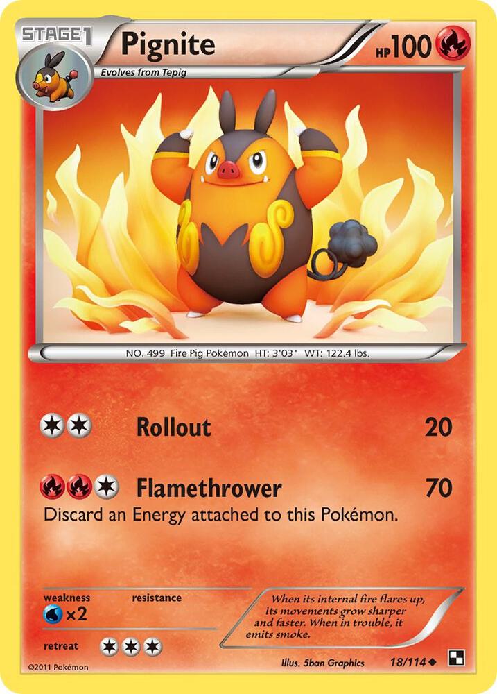 Pignite 18/114 (Black and White)  - Reverse Holofoil | Good Games Adelaide SA
