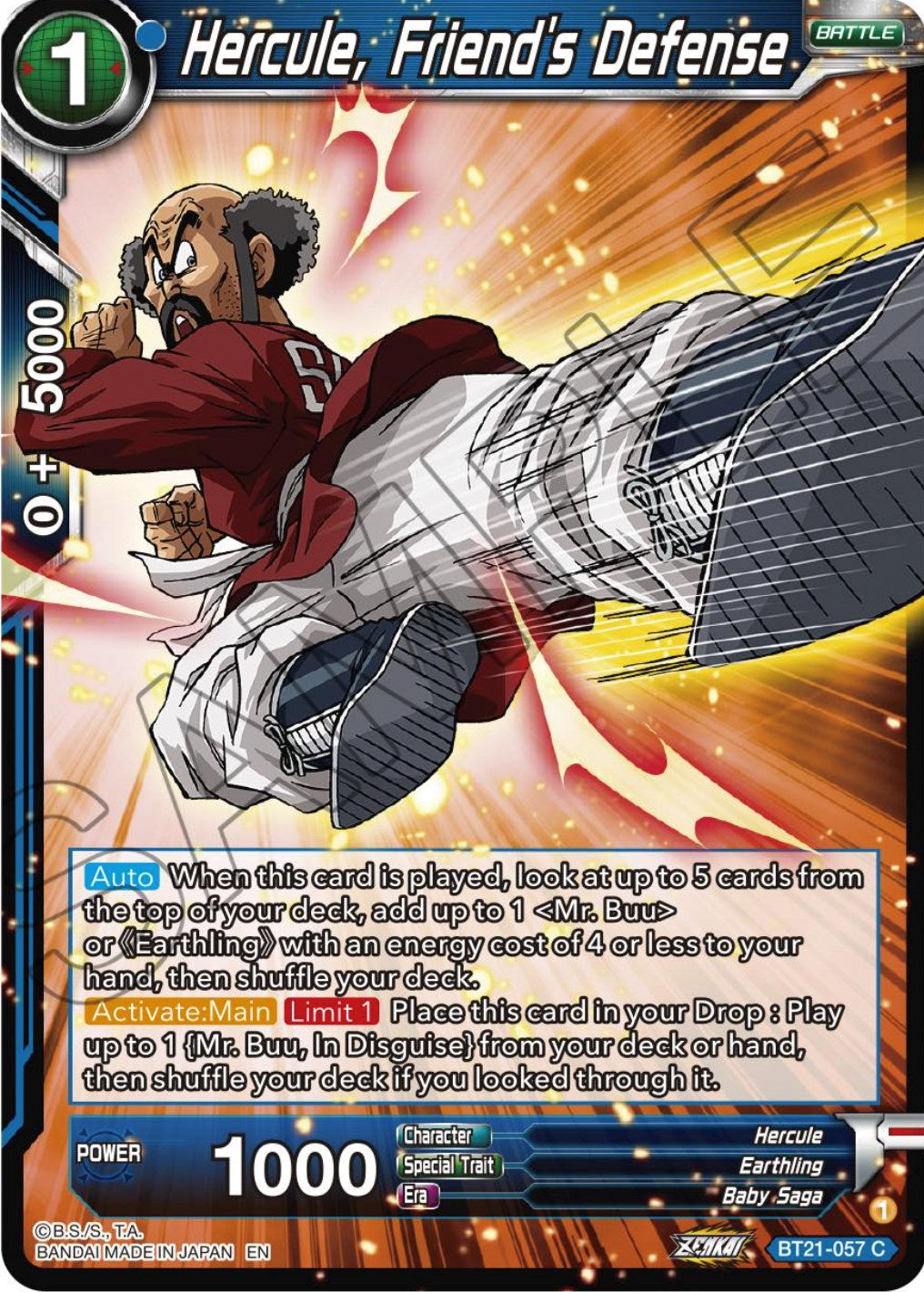 Hercule, Friend's Defense (BT21-057) [ZENKAI Series: Set 04] | Good Games Adelaide SA