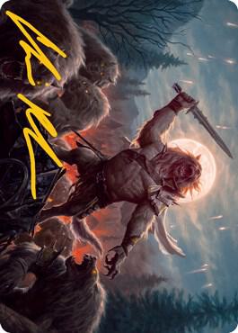 Tovolar the Midnight Scourge Art Card 06 81 Gold Stamped Signature 6 (Art Series: Innistrad: Midnight Hunt)  | Good Games Adelaide SA