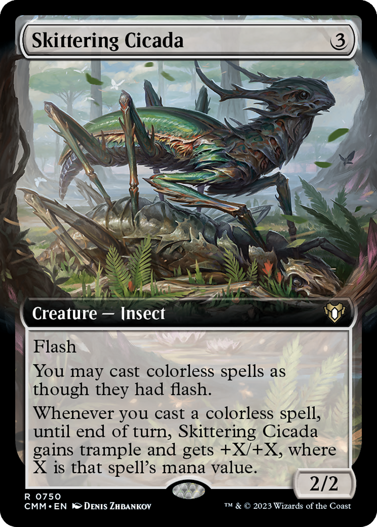 Skittering Cicada (Extended Art) [Commander Masters] | Good Games Adelaide SA