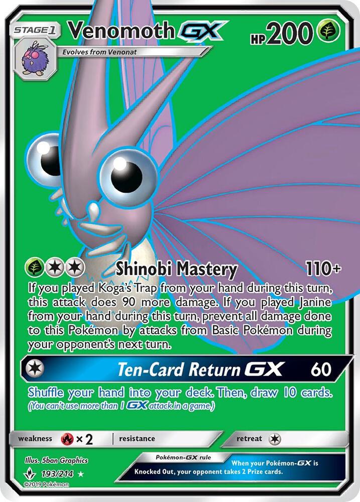 Venomoth GX Full Art 193/214 (SM - Unbroken Bonds)  - Holofoil | Good Games Adelaide SA