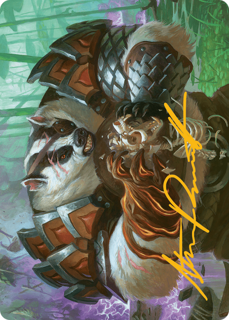 Hugs, Grisly Guardian Art Card (Gold-Stamped Signature) [Bloomburrow Art Series] | Good Games Adelaide SA