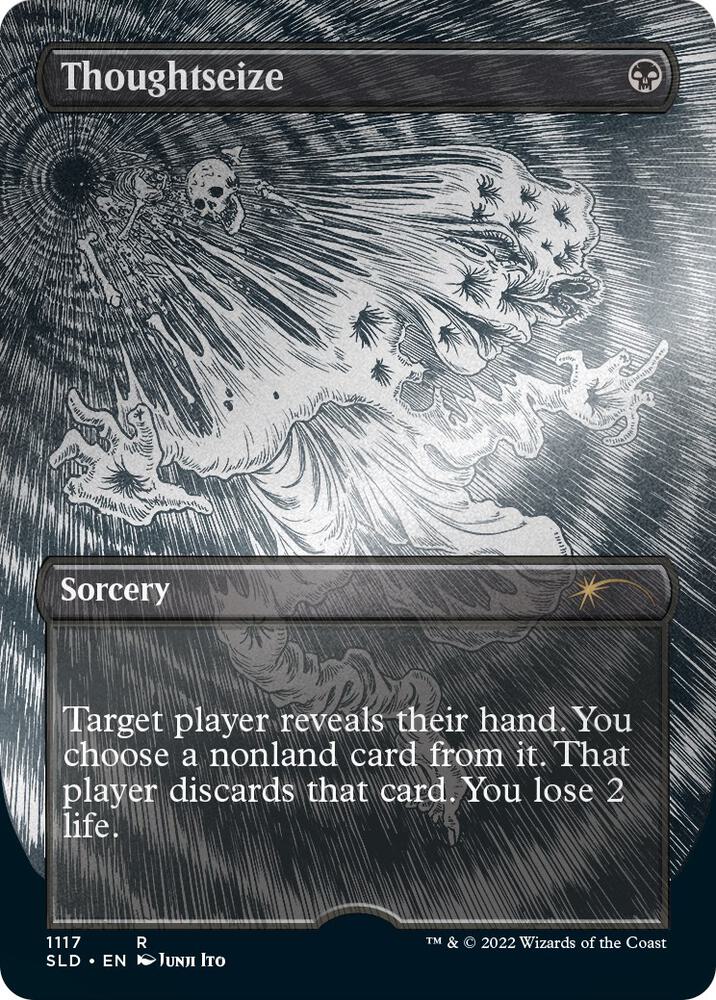 Thoughtseize Borderless Foil Etched 1117 (Secret Lair Drop Series)  - Foil | Good Games Adelaide SA