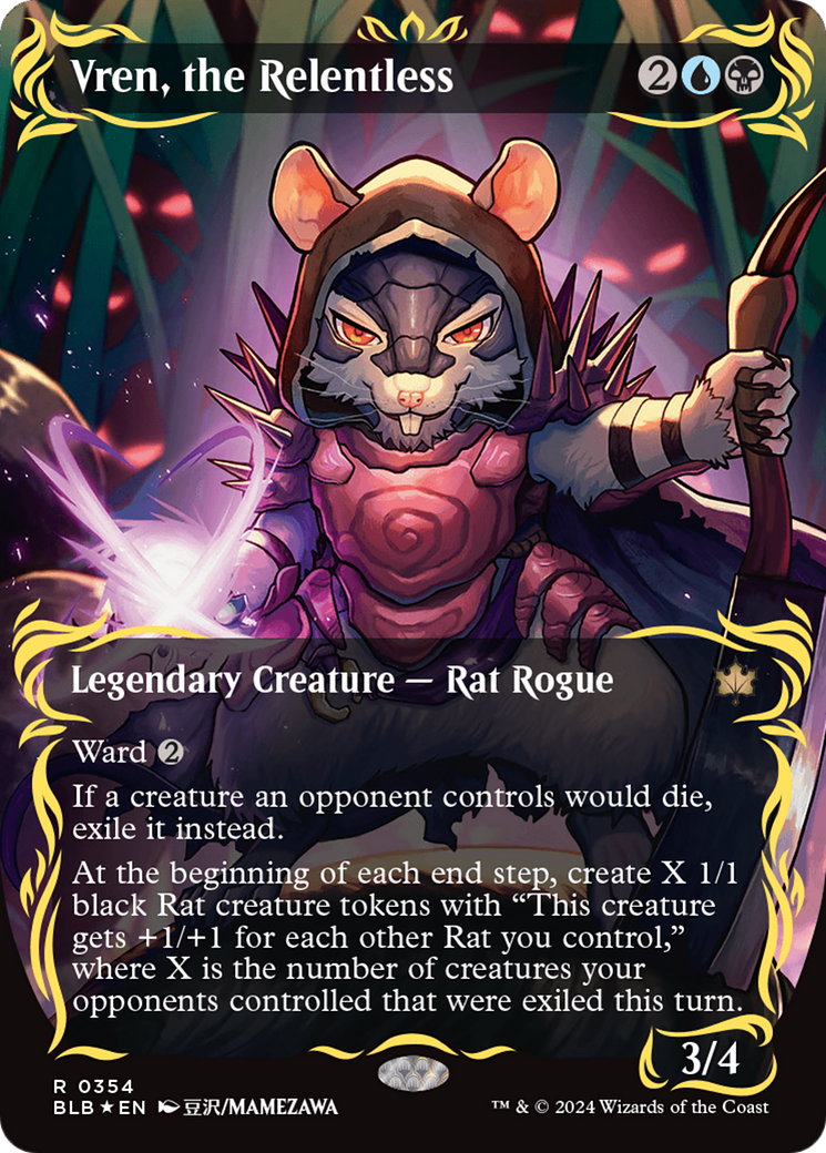 Vren, the Relentless (Borderless) (Raised Foil) [Bloomburrow] | Good Games Adelaide SA