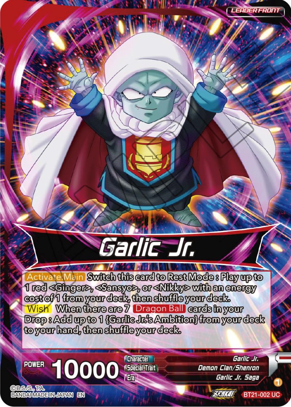 Garlic Jr. // Garlic Jr., Immortal Being (BT21-002) [ZENKAI Series: Set 04] | Good Games Adelaide SA