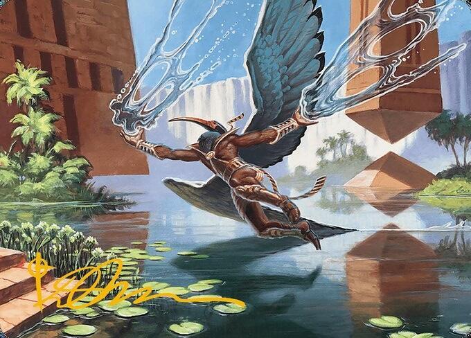 Nadu Winged Wisdom Art Card Gold Stamped Signature 14 (Art Series: Modern Horizons 3)  | Good Games Adelaide SA