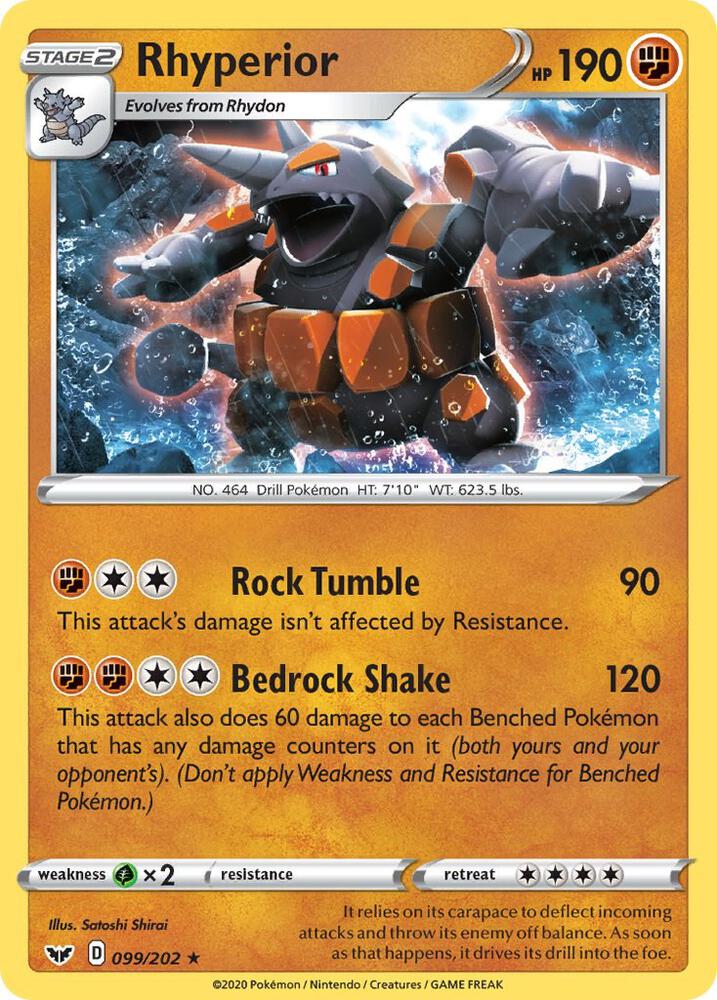 Rhyperior 099/202 (SWSH01: Sword & Shield Base Set)  - Holofoil | Good Games Adelaide SA