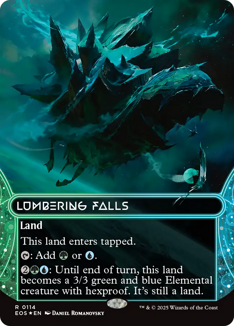 Lumbering Falls (0114) (Borderless) (Galaxy Foil) [Edge of Eternities: Stellar Sights] | Good Games Adelaide SA
