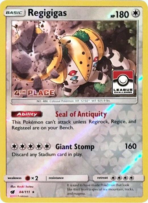 Regigigas 84 111 League Challenge 4th Place 084/111 (League & Championship Cards)  - Reverse Holofoil | Good Games Adelaide SA