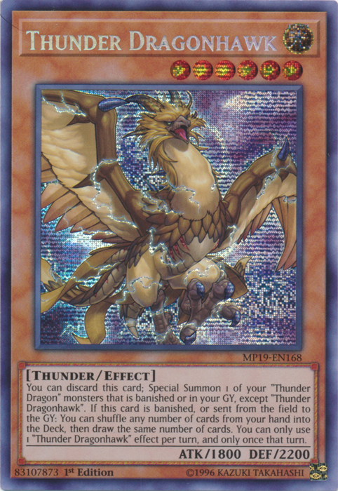 Thunder Dragonhawk [MP19-EN168] Prismatic Secret Rare | Good Games Adelaide SA