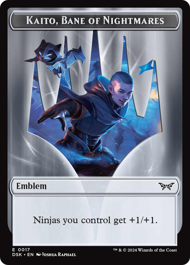 Emblem - Kaito, Bane of Nightmares // Manifest Double-Sided Token [Duskmourn: House of Horror Tokens] | Good Games Adelaide SA