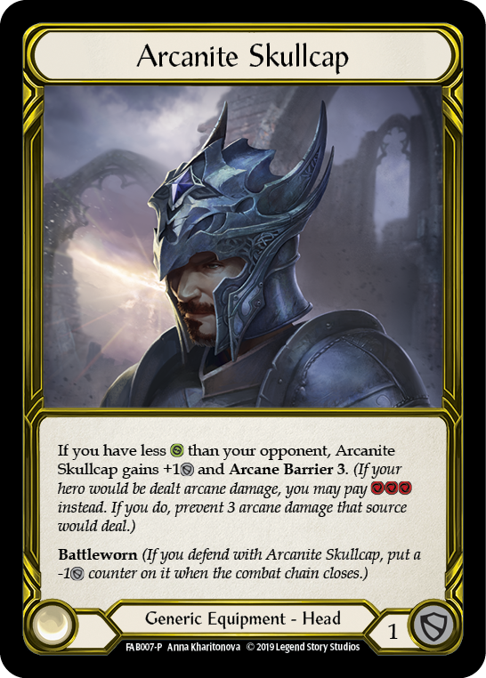 Arcanite Skullcap [FAB007-P] (Promo)  1st Edition Cold Foil - Golden | Good Games Adelaide SA