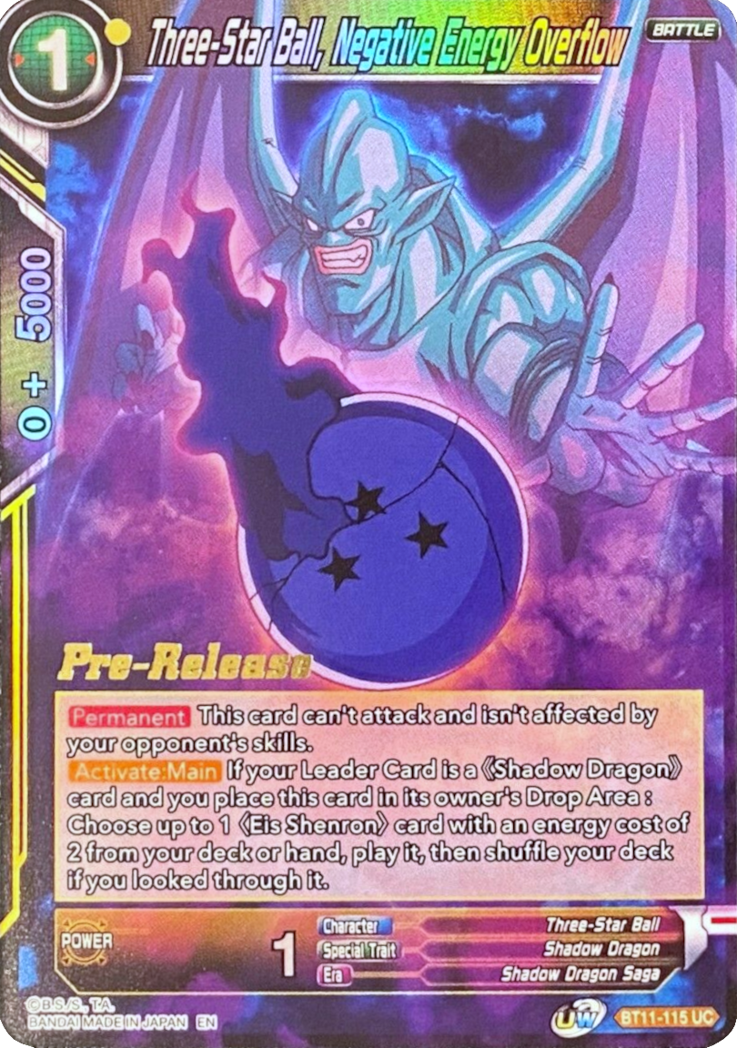 Three-Star Ball, Negative Energy Overflow (BT11-115) [Vermilion Bloodline Prerelease Promos] | Good Games Adelaide SA