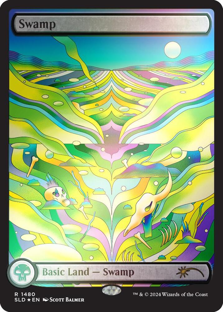 Swamp 1480 Rainbow Foil 1480 (Secret Lair Drop Series)  - Foil | Good Games Adelaide SA