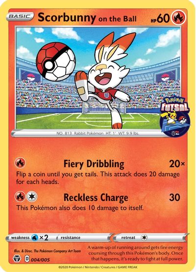 Scorbunny on the Ball (004/005) [Pokemon Futsal Collection] | Good Games Adelaide SA