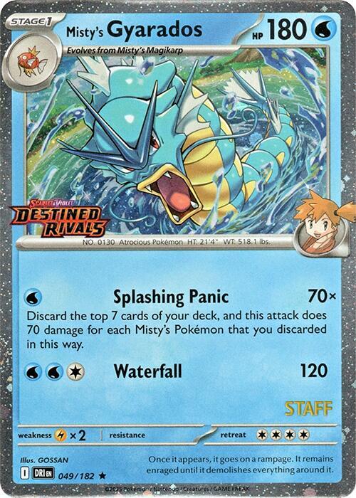 Misty's Gyarados Prerelease Staff 049/182 (SV10: Destined Rivals)  - Holofoil | Good Games Adelaide SA