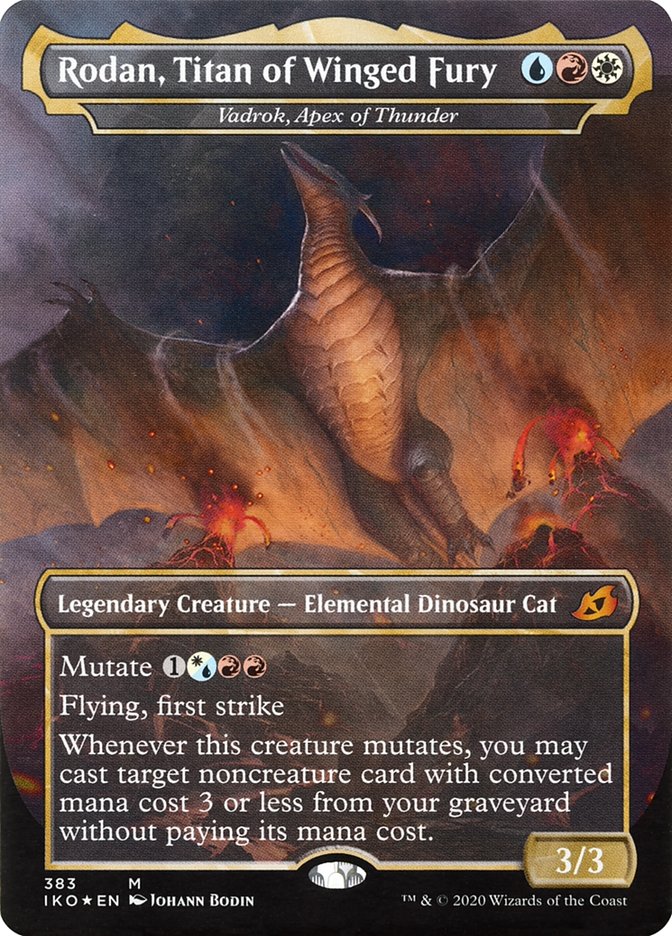 Rodan, Titan of Winged Fury - Vadrok, Apex of Thunder (Borderless) (Godzilla Series) [Ikoria: Lair of Behemoths] | Good Games Adelaide SA