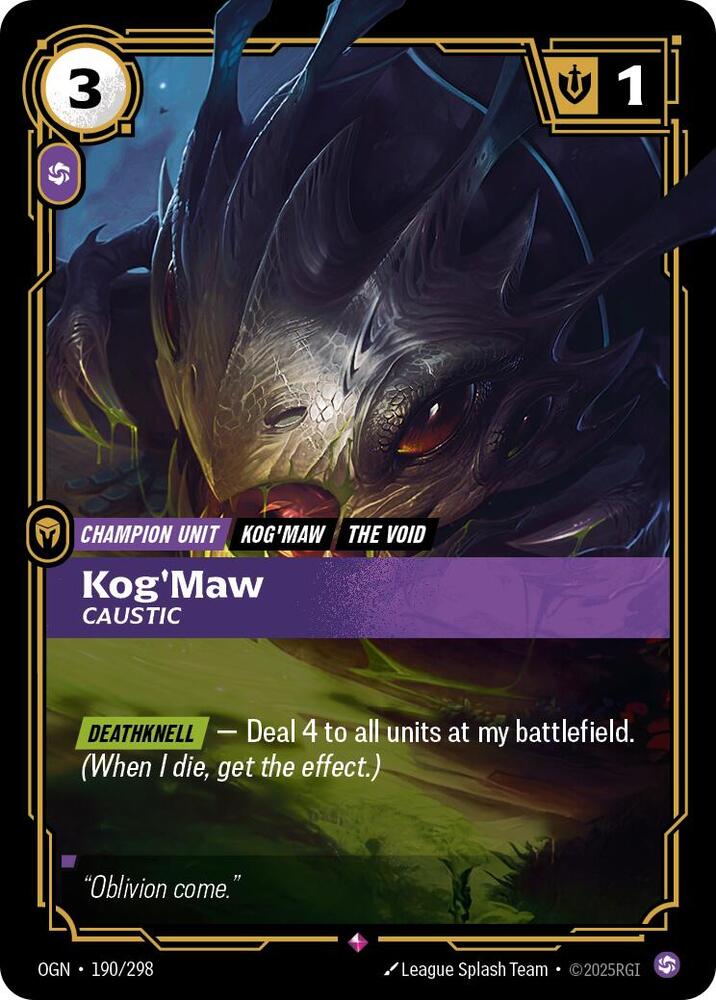 KogMaw Caustic 190/298 (Origins)  - Foil | Good Games Adelaide SA