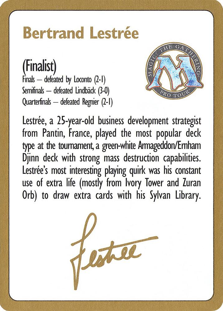 1996 Bertrand Lestree Biography Card  (World Championship Decks)  | Good Games Adelaide SA